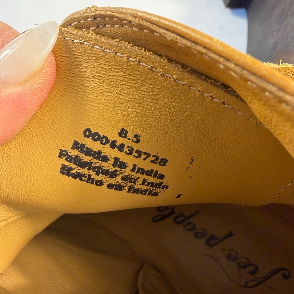 Free People Tan Leather Double Buckle Moc Toe Ankle Boots Brown 8.5 0004435728 - Picture 4 of 8